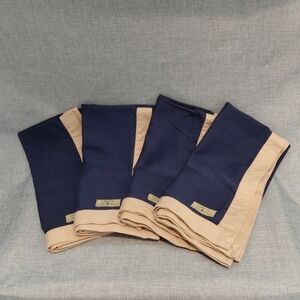 N w/o T Ralph Lauren Chino Cotton Dinner Napkins Set of 4 Navy w/ Khaki Trim VTG